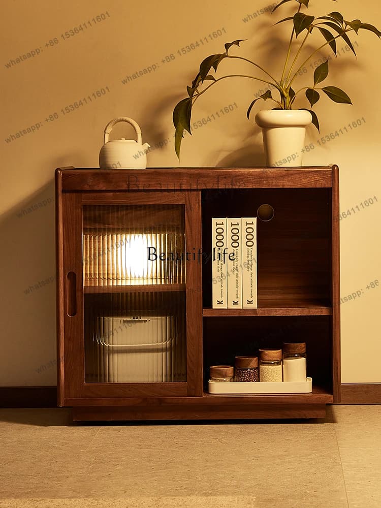 56North America Black Walnut Tea Cabinet Nordic Simple Mobile Home Tea Room Tea Table
