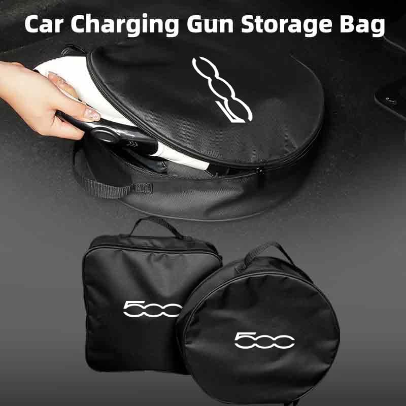 Car Charging Gun Storage Bag Trunk Cable Tools Pouch Interior For FIAT 500 Bravo Astra Panda Freemont Linea Strada Ducato Punto