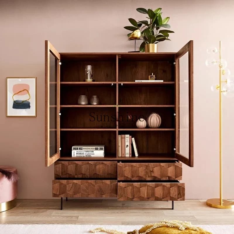 North American black walnut creative combination bookcase and locker integrated  FT