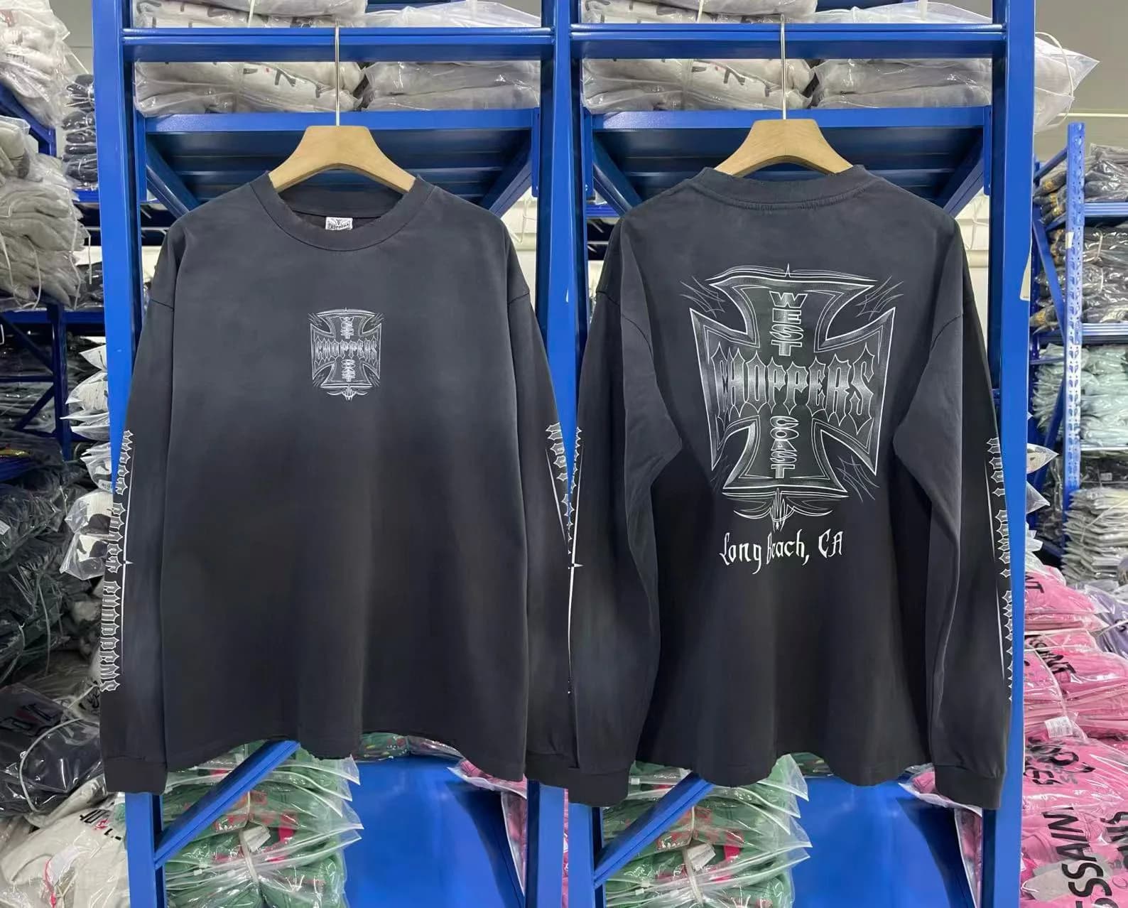 Vintage West Coast Choppers 26SS "Iron Cross" Washed Antique Long-Sleeved T-Shirt Trend