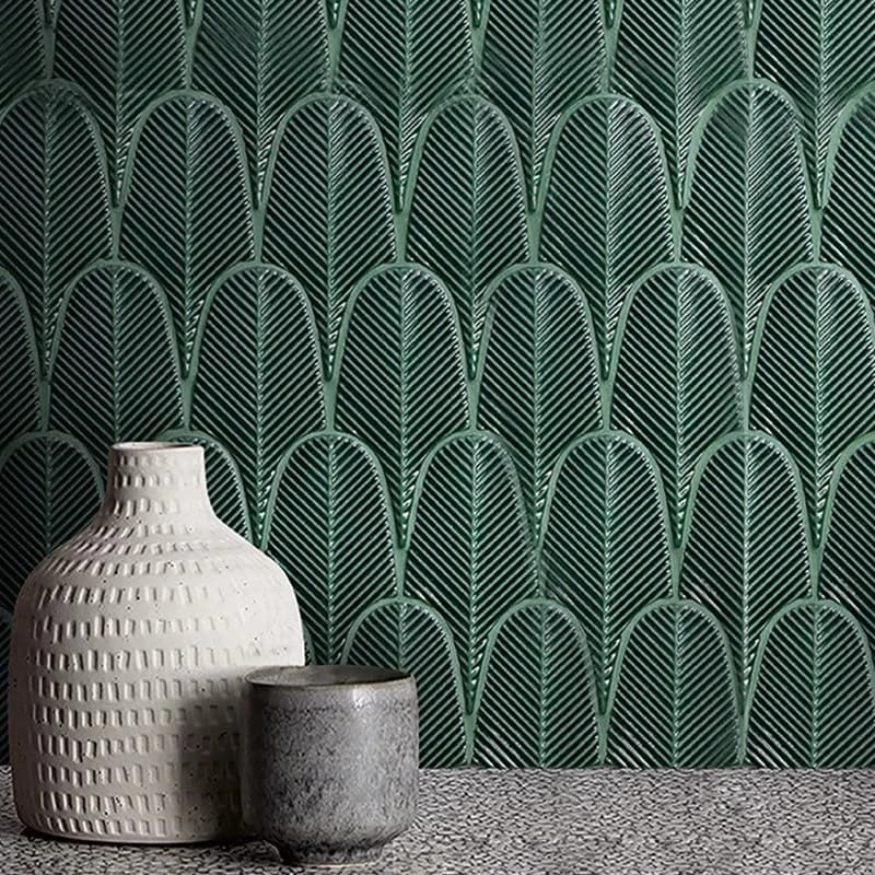 Green plantain leaf handmade brick Internet celebrity tile toilet kitchen bathroom wall tile