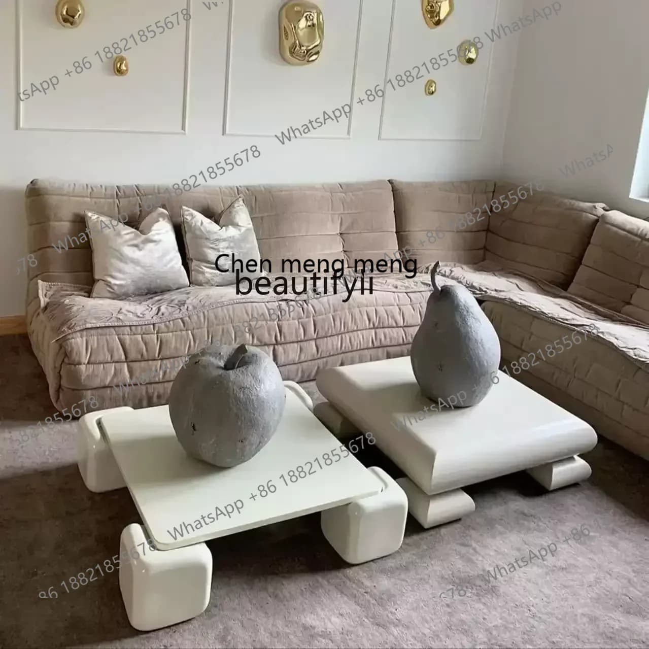 ss7486 Italian minimalist sugar cube coffee table square table feet modern minimalist high-end furniture coffee table