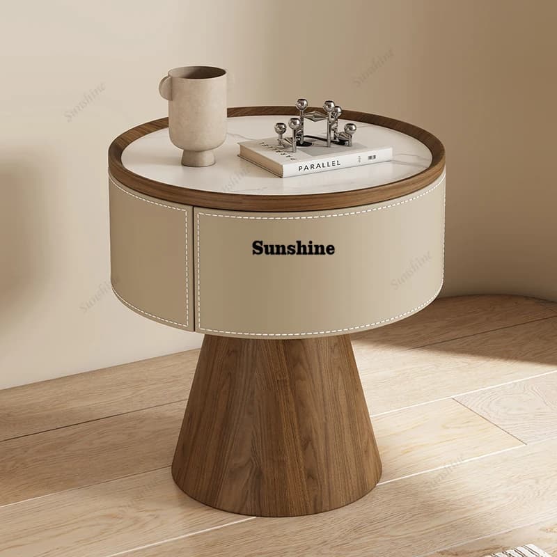 Round Design Nightstands Creative Space Saving With Drawers Bedside Tables Elegant Aesthetic Table De Chevet Bedroom Furniture