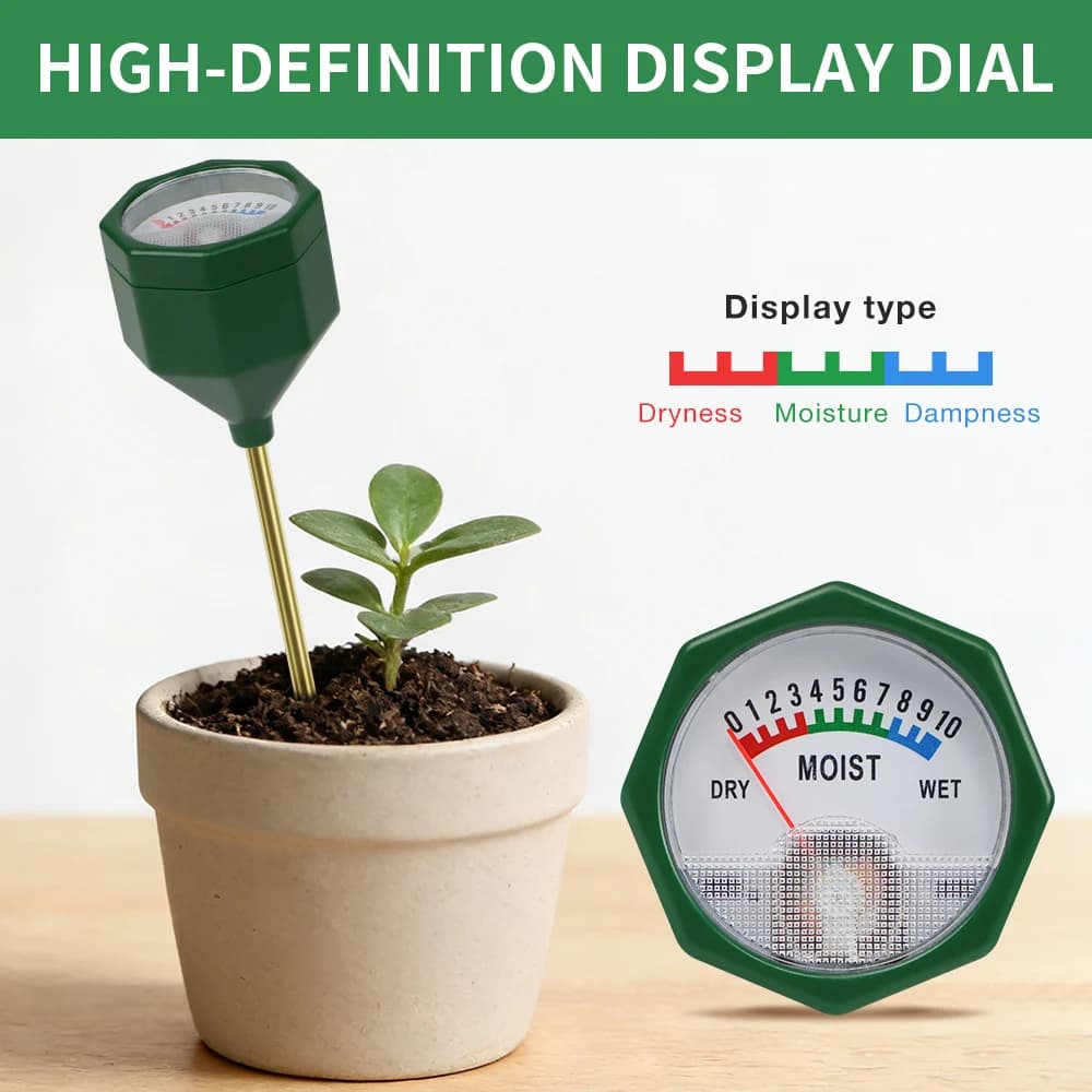 Soil Moisture Meter No Battery Required Hygrometer Sensor for Plant Water Monitoring Indoor Outdoor Garden Lawn Humidity Tester