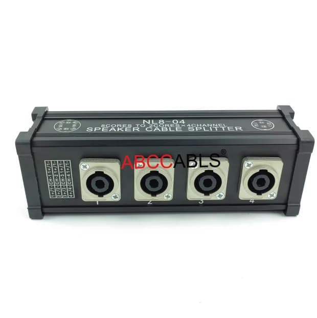 4CH Audio Aluminum Box NL8-NL4 Speaker with 8Pin 4Pin NL8 to NL4 NL4 to NL2 Adaptor Box
