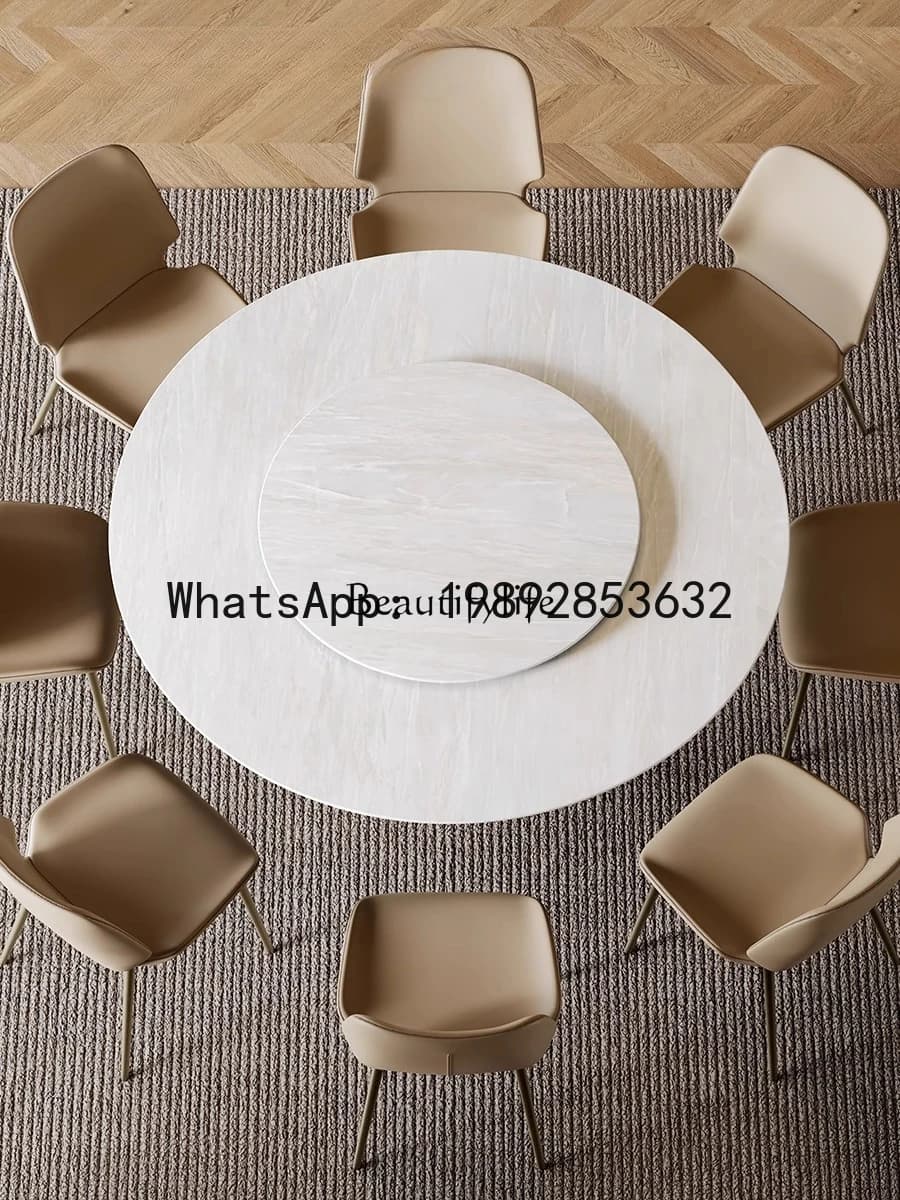 marble dining table Modern simple light luxury cream style creative round dining table