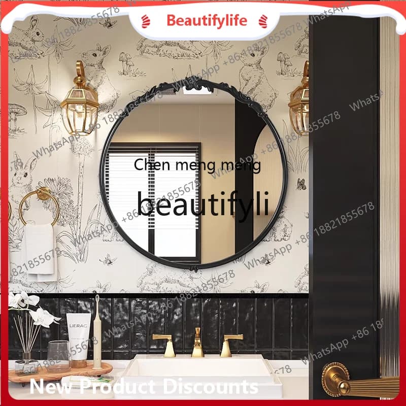 cn8350 ss Modern Decorative Entryway Living Room Fireplace Mirror French Art Wall-Mounted Makeup Mirror Gold