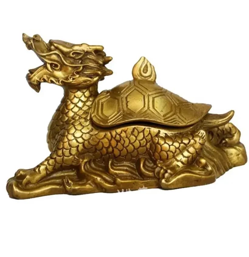 Brass open cover dragon turtle home decoration