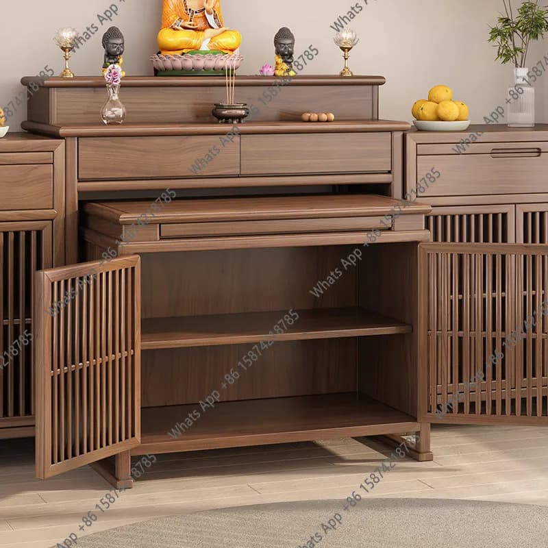 J Black Walnut New Chinese Simple Buddhist Hall Incense Case Home Offering Table Zhongtang Buddhist Cabinet Offering Table