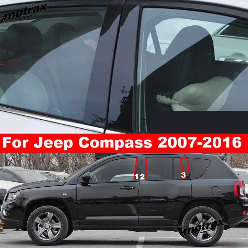 Car Window B C Pillars Posts Molding Trim Fit for Jeep Compass 2007-2016 Car Exterior Decoration PC Accessories