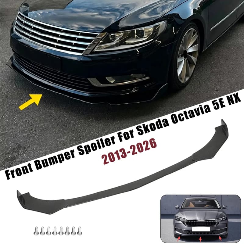 Sport Front Bumper Splitter Spoiler Lip For Skoda Octavia 5E NX 2013-2026 5Pcs Adjustable Sectional Car Exterior Tuning Body Kit
