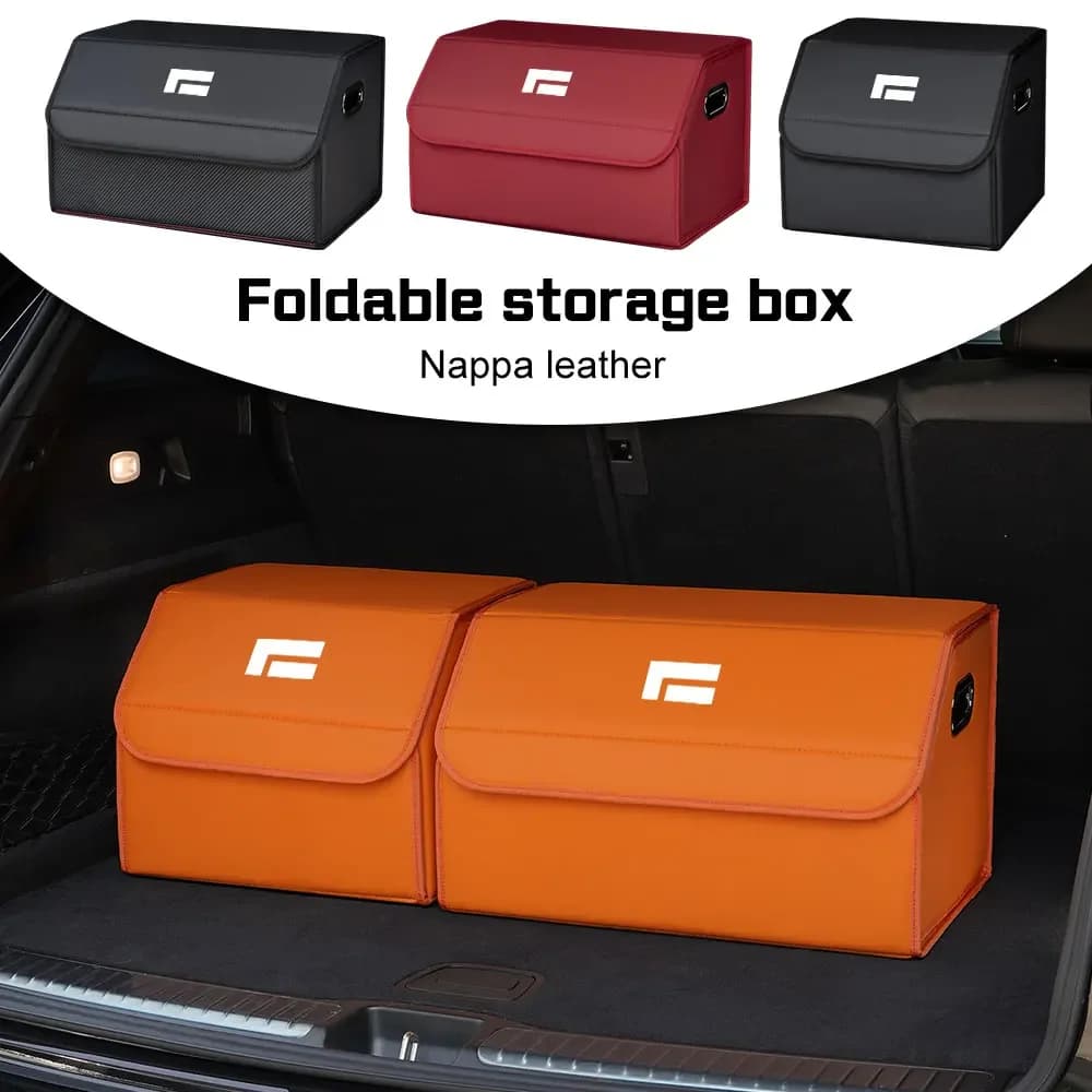 For BAIC Jishi Polestone 01 Rox 01 Foldable Car Trunk Organizer Box Leather Large Capacity Storage Bag Auto Stowing Storage Box