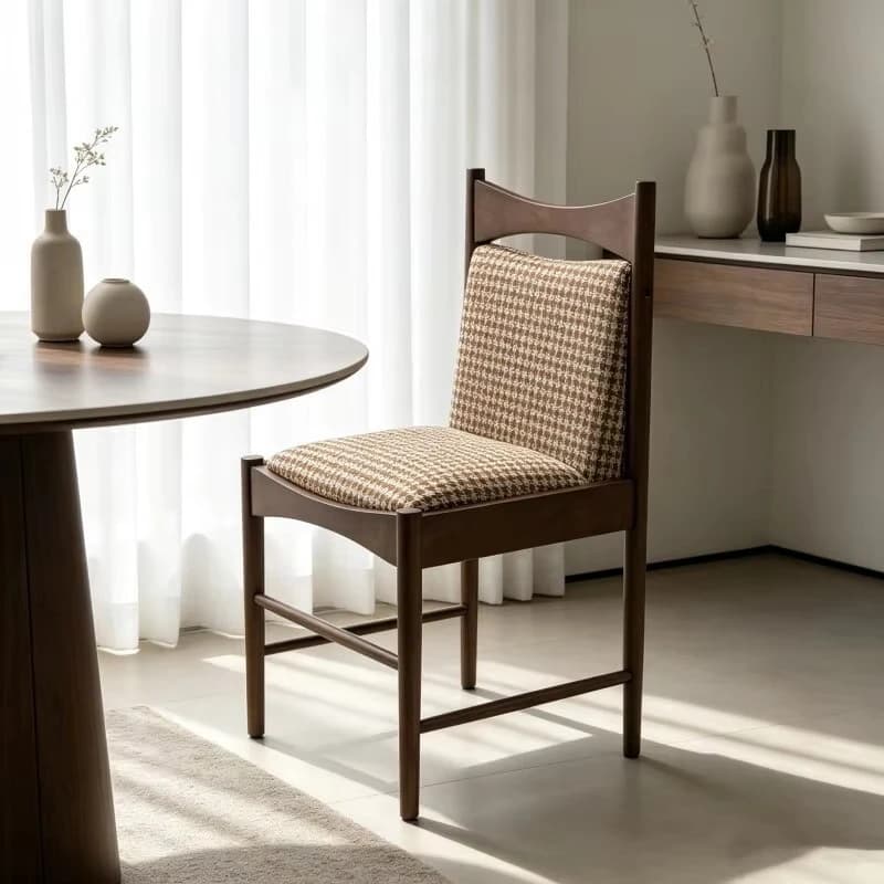 Modern style solid wood dining chair fabric upholstered home armchair