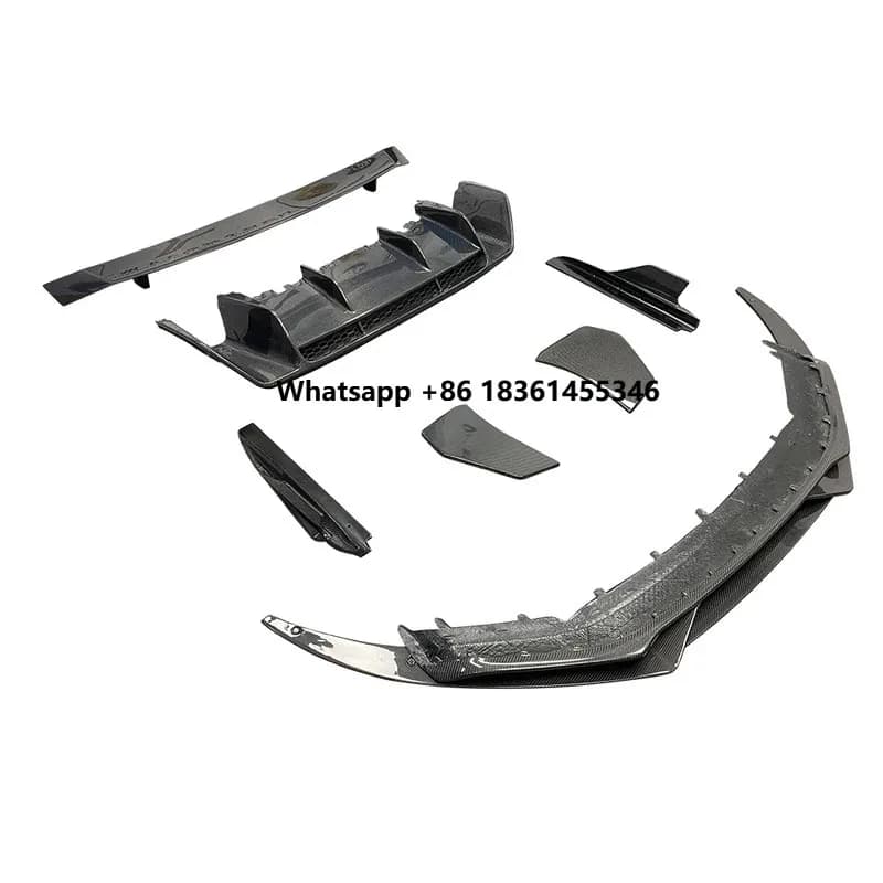 Spoiler Sport Style Carbon Fiber Body Kit Front Lip Bumper Side Skirt Diffuser