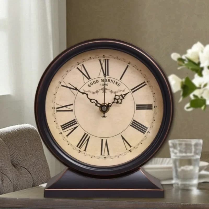 Retro Table Clock Mechanical Desk Clocks Silent Aesthetic Tabletop Clock Decorative Desk Watch Interior Vintage Accessories