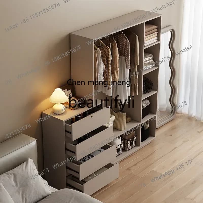 2003Bedroom Chest of Drawers and Coat Rack Integrated Multi-Functional Floor-Standing Clothes Rack Storage Cabinet