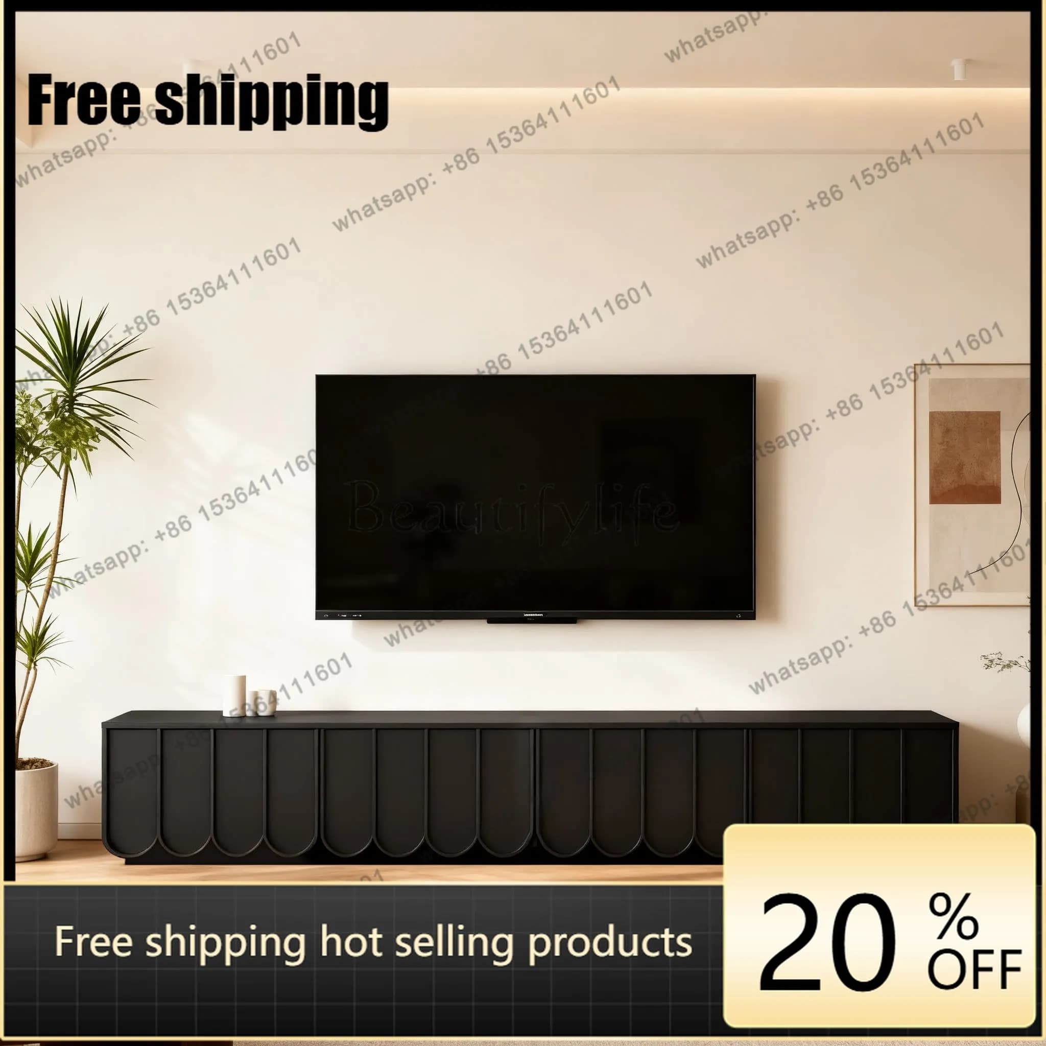 hot French retro TV cabinet light luxury simple living room black floor cabinetFactory Direct