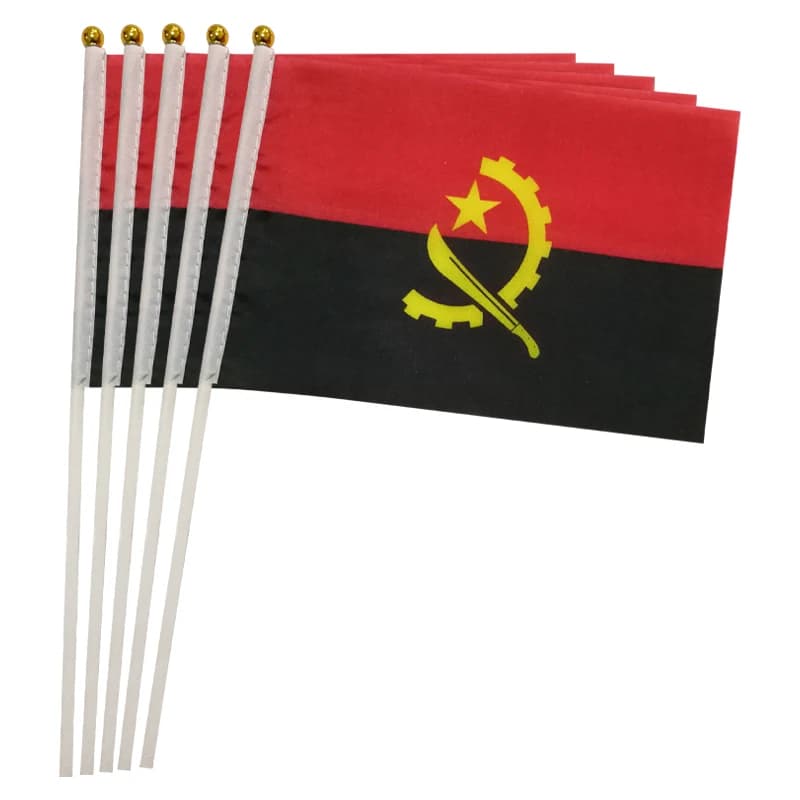 Xvggdg 100pcs 14 * 21cm Angola Hand Flag Promotion Wholesale Small Angola Hand Waving National Flag