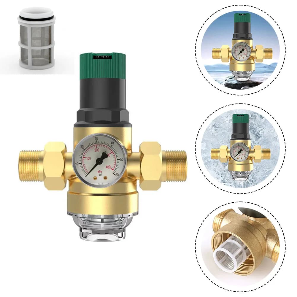 Adjustable Pressure Reducing Valve With Integrated Filter/pressure Gauge Pre-filter, Hydraulic Regulating Valve, DN15/DN20