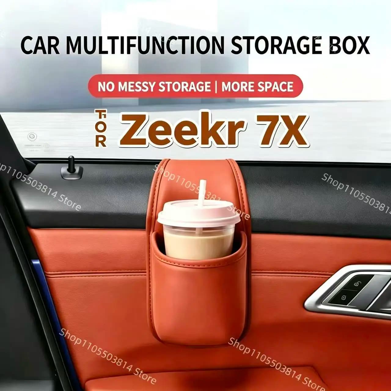 For Zeekr 7X Car Door Storage Box Multifunctional Car Cup Holder Side Door Organizer Pocket Vehicle Water Bottle&Phone Holder
