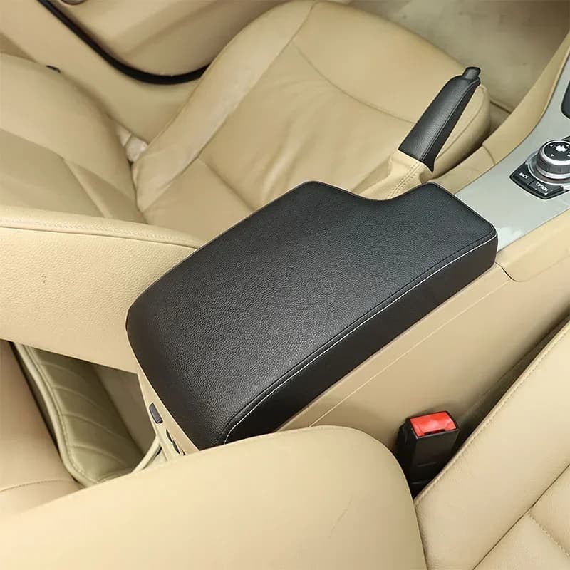 For BMW E90 E92 3-Series 2005-2012 Car Armrest Box Protective Cover ABS&leather Black Interior Accessories 1Pcs LHD