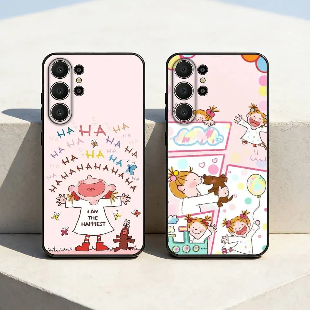 Cute Cartoon Art COCO-chanS Phone Case For Samsung S26,S25,24,23,22,30,21,10,9,Ultra,Plus,Lite,Black Soft Case