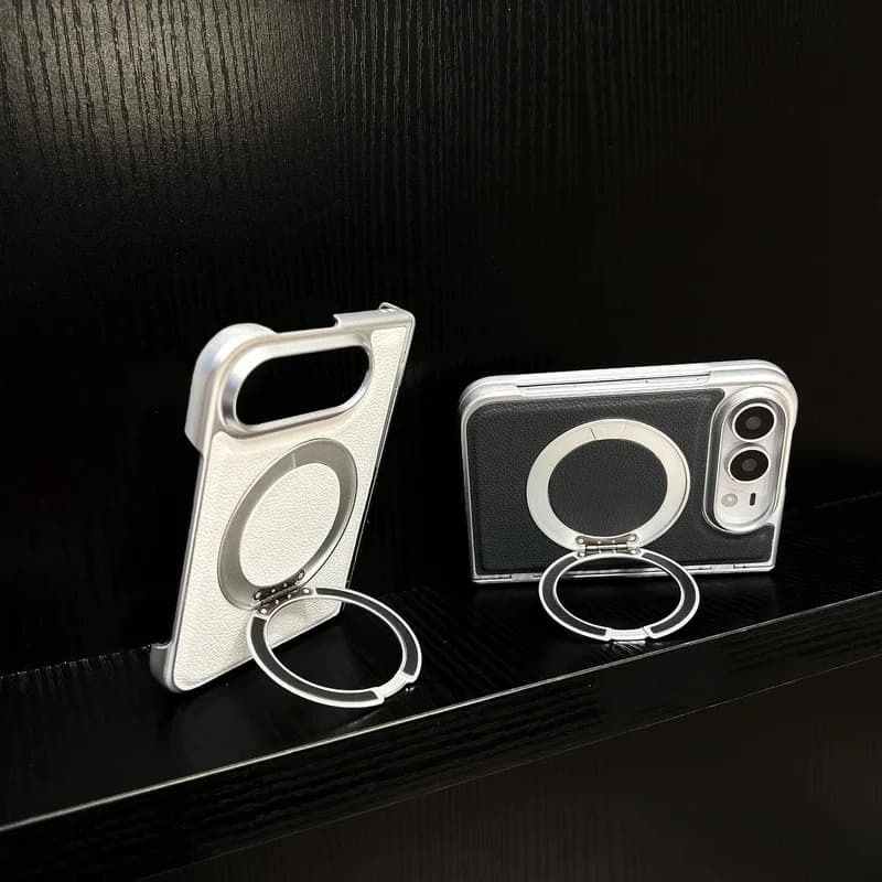 Luxury leather case with central anti-fall bracket and magnetic suction, suitable for iPhone Ultra 18 Fold