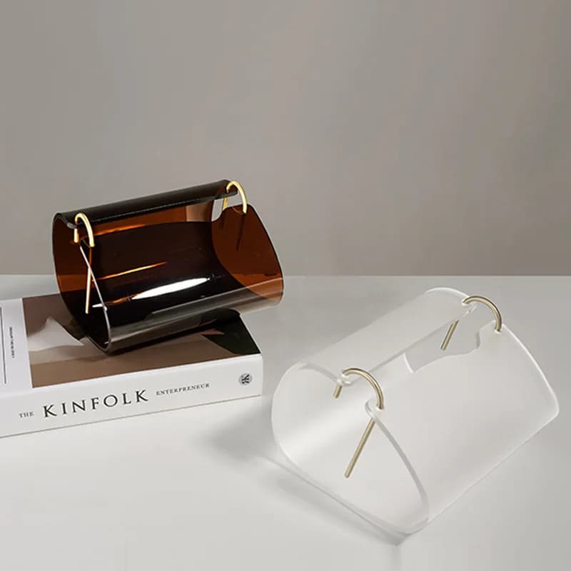 Modern light luxury acrylic metal tissue box, household coffee table tissue storage, creative paper box, soft decoration
