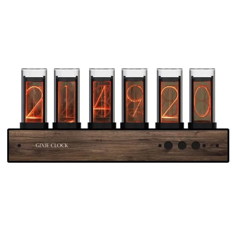 Solid Wood Glow Tube Clock Gixie RGB Pseudo Glow Clocks Solid Simple Modern Creative Alarm Clock Timer Office Desk Decorations