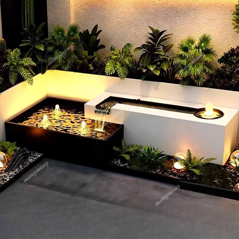 Stainless steel integrated flowing water ornament Customized pool, courtyard flowing water landscape fountain equipment