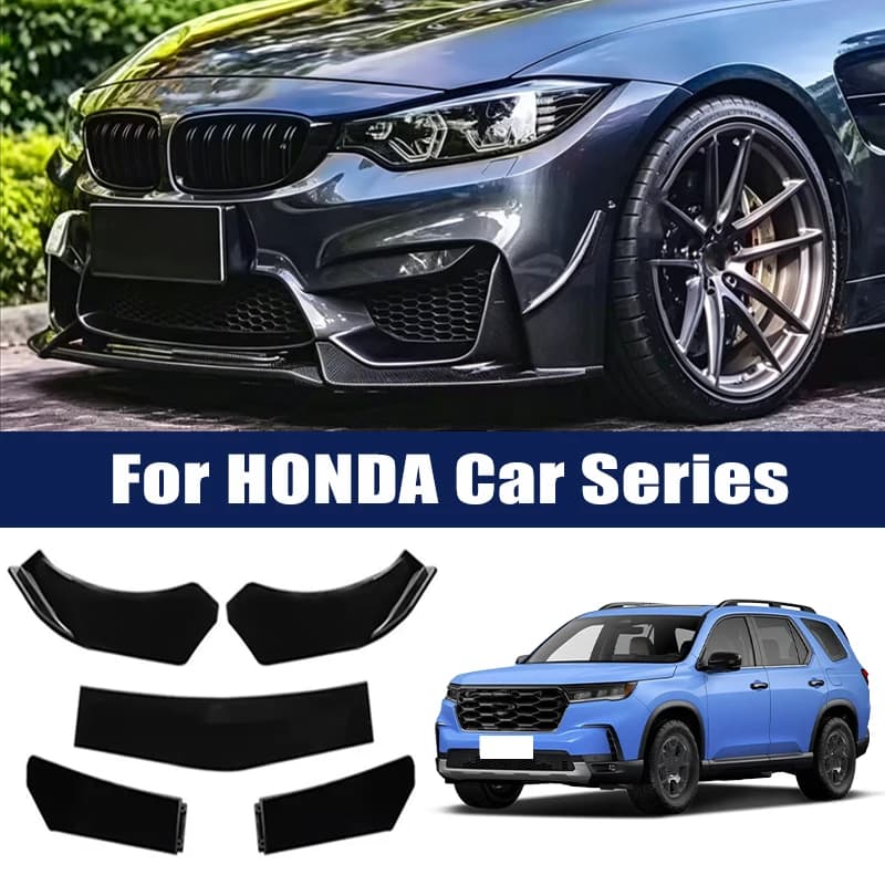 5Pcs ABS Front Bumper Lip Body Kit Spoiler Splitter Canard Trim Exterior Accessories For Honda Civic Accord CRV HRV Fit Jazz