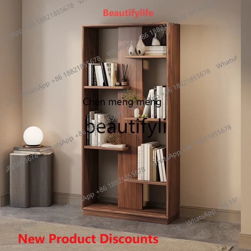 2003 Nordic screen living room partition porch rack rack integrated black walnut solid wood wine cabinet