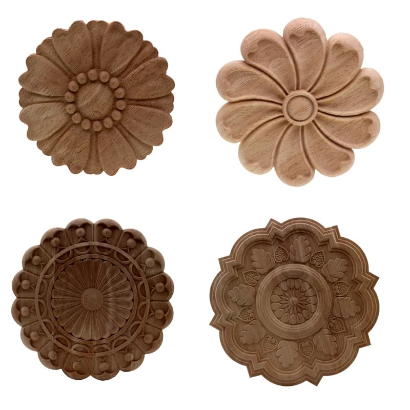 VZLX Vintage Floral Wood Carved Corner Applique Wooden Carving Decal for Furniture Cabinet Door Frame Wall Home Decor Crafts