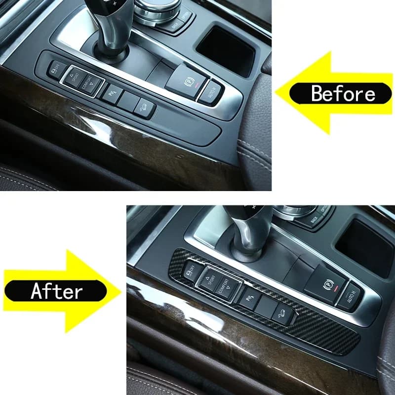 For BMW X5 F15 X6 F16 2014 2015 2016 2017 ABS Silver/carbon Fiber Car Gear Shift Knob Cover Sticker Trim Car Accessories