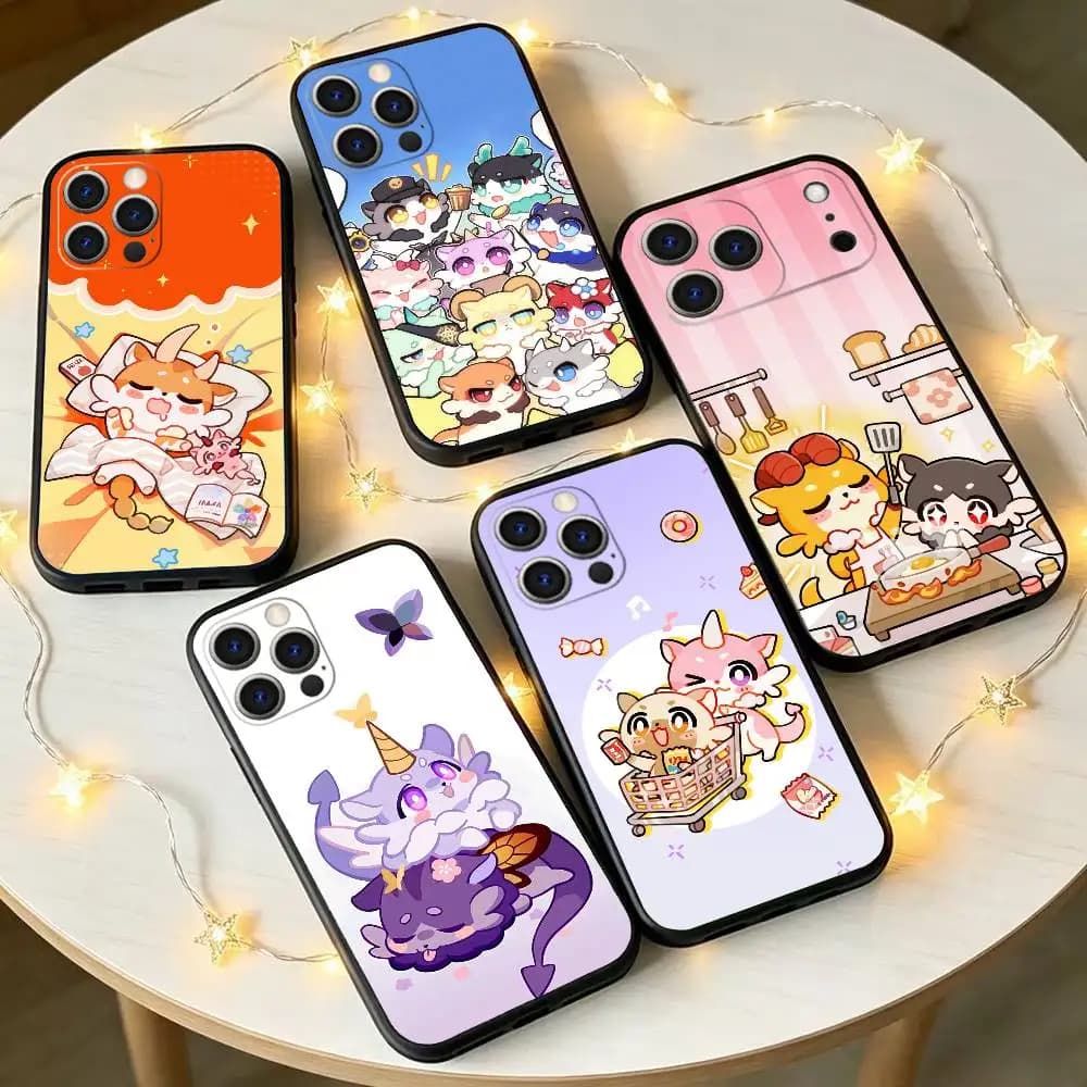 Cute Chimeras HSR Phone Case For iPhone 17,16,15,14,13,12,11 Plus,Pro Max,XS,Soft Silicone Black Cover