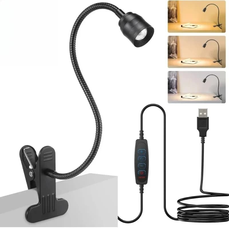 Zoomable LED Reading Lights USB Clamp Book Light Flexible Gooseneck Read Night Light Adjustable Book Lamp Studing Reading Lamp