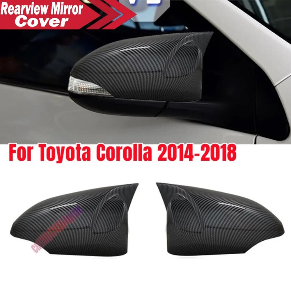 For Toyota Corolla 2014 2015 2016 2017 2018 Rearview Side Mirror Cover Wing Cap Exterior Door Housing Trim Adhesive Sticker