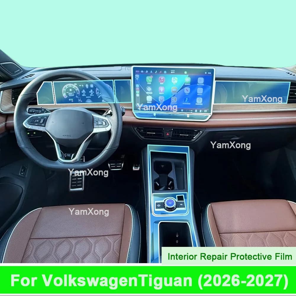 Car Anti-scratch Repair Sticker For Volkswagen Tiguan 2026-2027 Car Interior Center Console Transparent TPU Protective Film