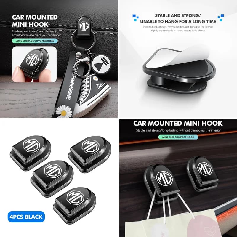 Compact ABS Plastic Vehicle Sticky Wall Hanger Mini Storage Organizer Clip Hook Suitable for MG ZS HS GS GT MG3 MG4 EV MG5