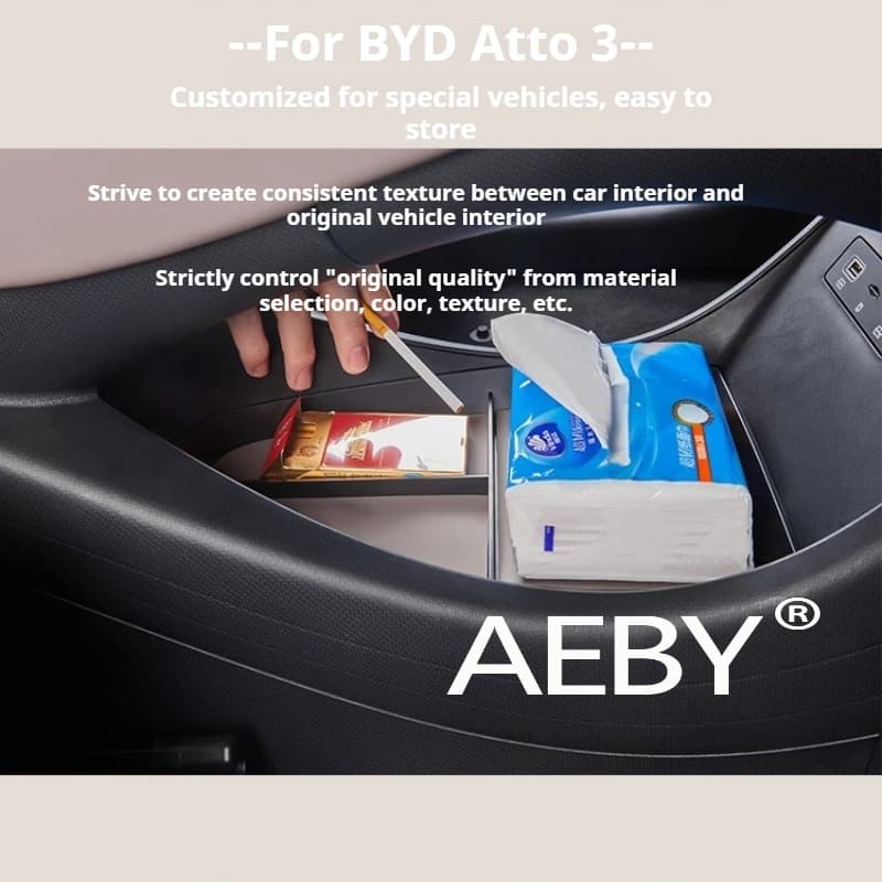 AEBY For BYD Atto 3 Smart Driving Edition 2022-2025 Center Console Lower Storage Box,Lower Layer Organizer Tray,Anti Slip Tray