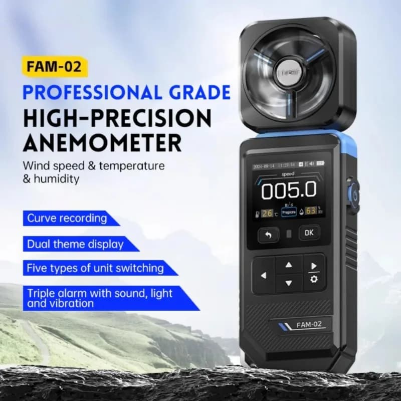 FAM-02 Handheld Anemometer, Mini High Precision Portable Wind Speed Meter for Professional Use