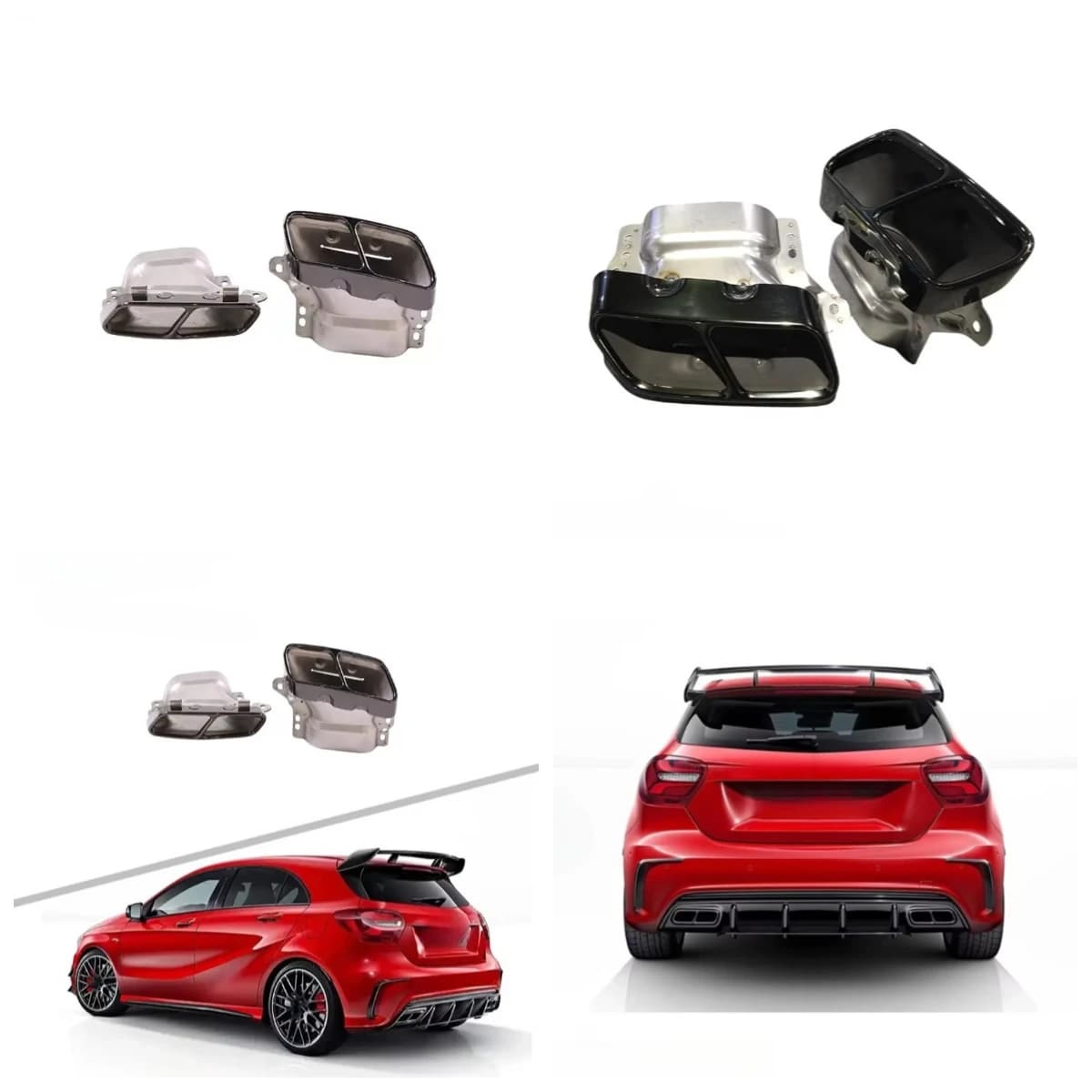 Stlf A45 Style Silver Or Black Stainless Steel Tail Pipe For W176 2013-2018
