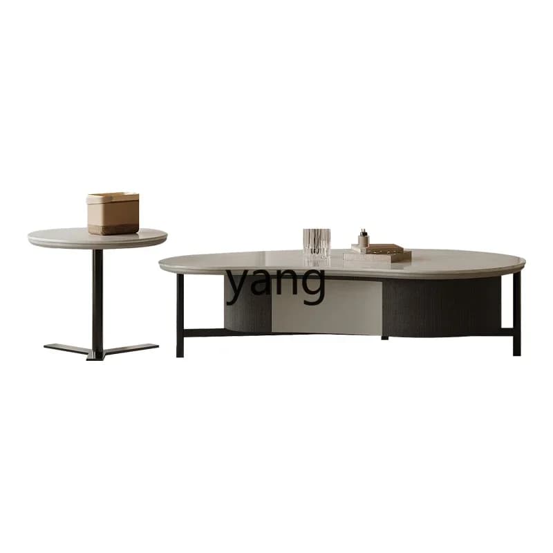LH minimalist marble coffee table living room household large size crescent special-shaped high-end light luxury coffee table