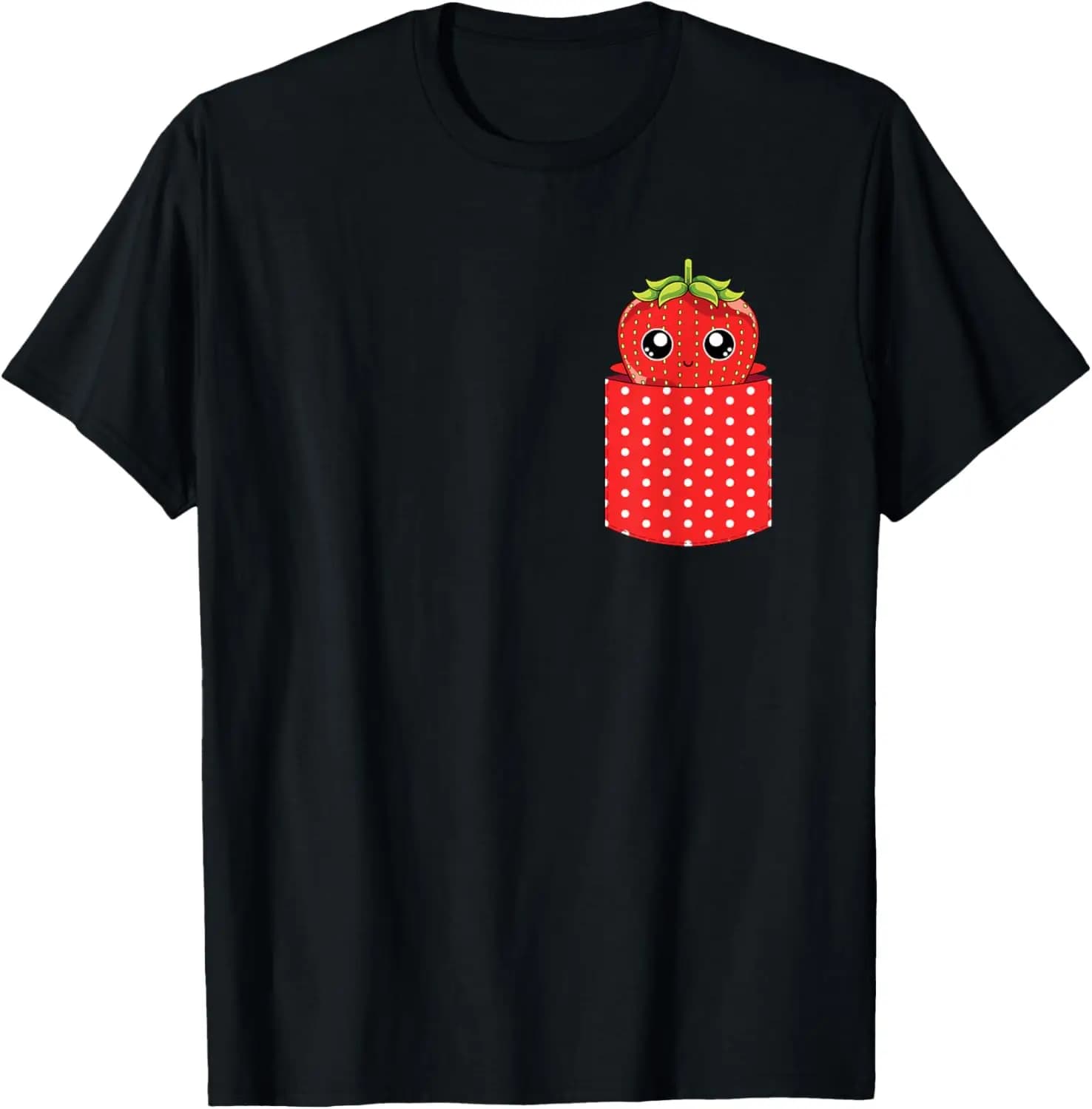 Summer Food Red Berry Fruit Kawaii Pocket Strawberry T-Shirt