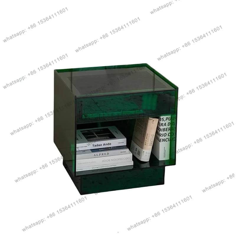 European Green Nightstands Transparent Acrylic Narrow Modern Bedside Table Bedroom Lounges Mesitas De Noche Room Furniture