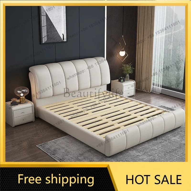 Factory Direct Sales Modern Simple Leather Bed 1.8m Storage Durable Three Pumped Soft Bed