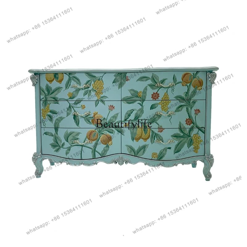 56American six-chest cabinet solid wood bedroom storage cabinet living room light luxury locker