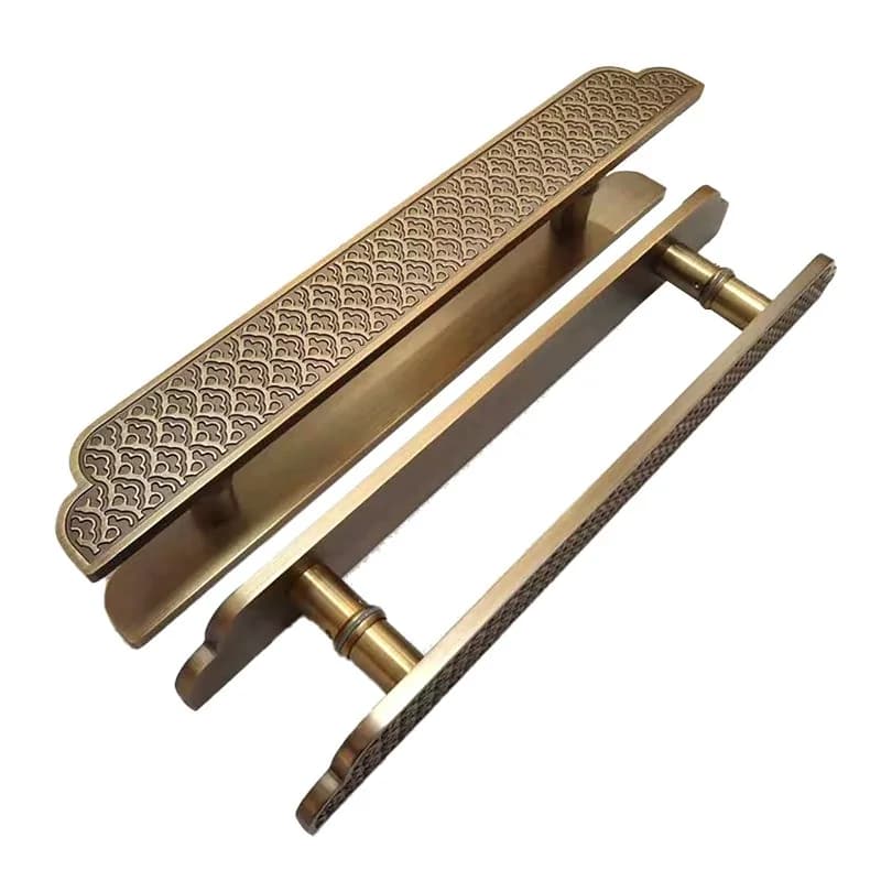 Hotel villa door handle box aluminum carved door handle Chinese antique auspicious cloud