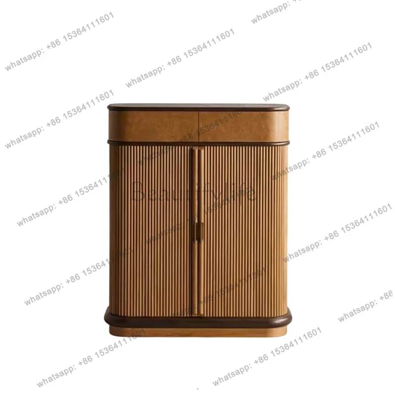 Medieval solid wood shoe cabinet double door entry large capacity multi-layer shoe cabinet locker against the wall