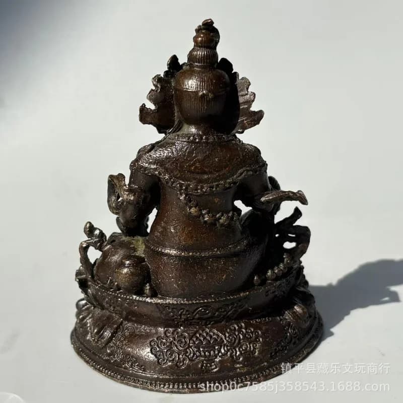 Antique Alloy Tibetan Tabletop Tantric Guanyin Gilt Buddha Statue Ornament for Worship, Buda Bronze Artifacts